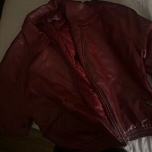 EDIKTED RED LEATHER JACKET